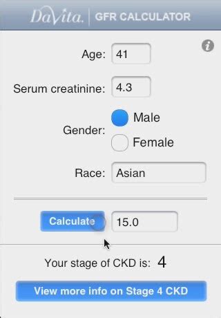 Estimated Glomerular Filtration Rate Calculators. Estimated glomerular filtration rate (eGFR) calculators provide an estimate of kidney function. eGFR serves as a key marker for chronic kidney disease and is calculated using estimating equations that may not always be precise.